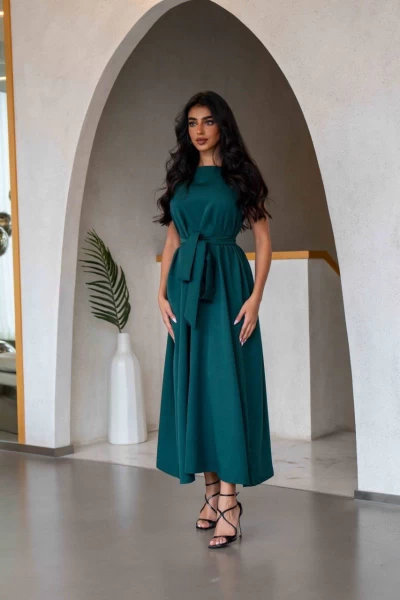 Green Crepe Dress IB1066 Green