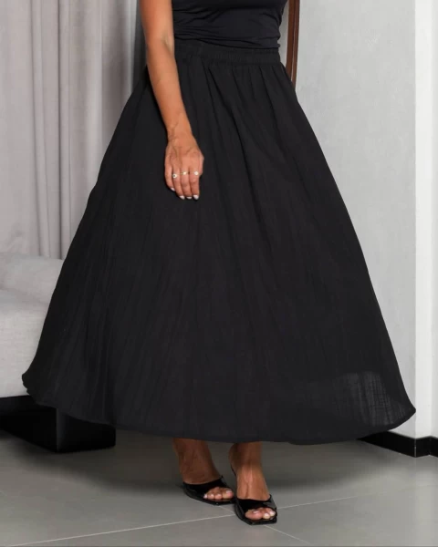 Black Linen Skirt IB1045